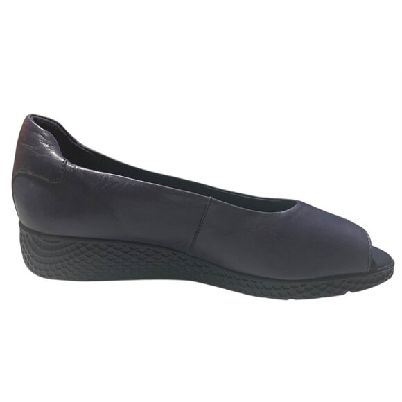 SAYDO Navy Blue Leather Peep Toe Wedge Heel Women's Comfort Shoes Size - Picture 5 of 9